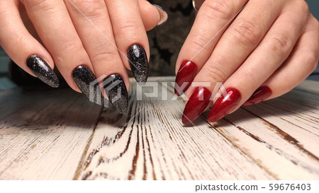 beautiful gel lacquer manicure on a textured 59676403