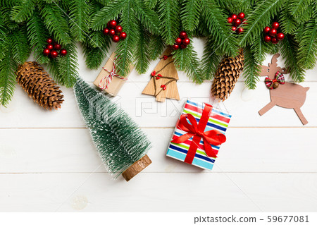 Top view of fir tree, New Year decorations, Top view of fir tree, New Year decorations, 59677081