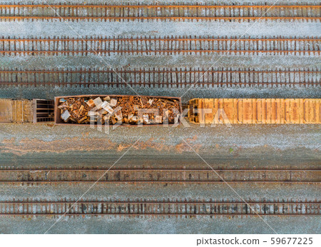 Railway wagon with metal scrap old rusty corroded Railway wagon with metal scrap old rusty corroded 59677225