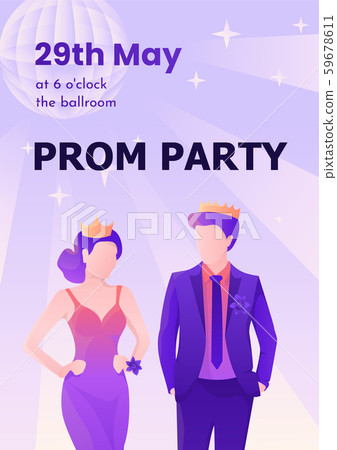 Prom party poster template with young and... - Stock Illustration ...