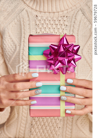Beautiful gift box in bright stripes. Beautiful gift box in bright stripes. 59679728