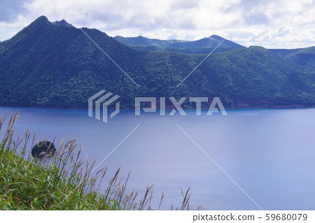 View of Lake Mashu, Nakajima, and Mt. Mashu from the Third Observatory in Hokkaido 59680079
