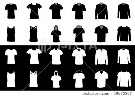 Vector set of silhouettes of clothes, t-shirts Vector set of silhouettes of clothes, t-shirts 59680597