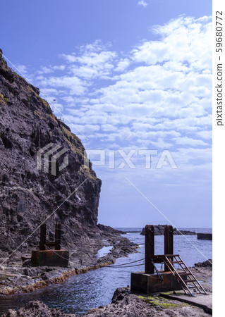 Dokdo, blue sky, sea, taegeukgi, island 59680772