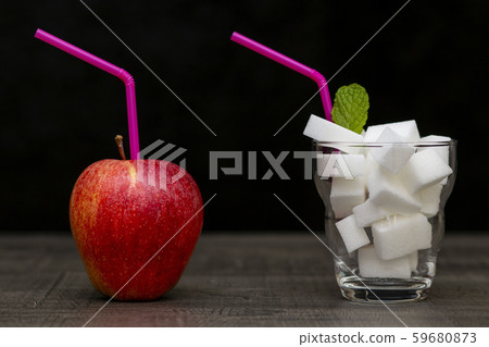 red apple and cocktail with sugar cubes, choice of 59680873