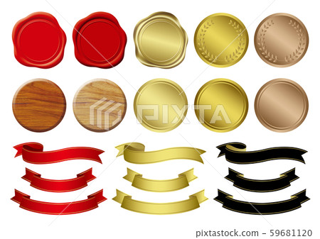 Sealing wax, ribbon and icon set 59681120