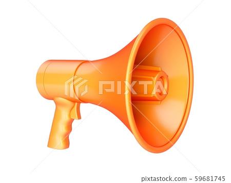 3D Rendering Orange Megaphone isolated on white... - Stock Illustration ...