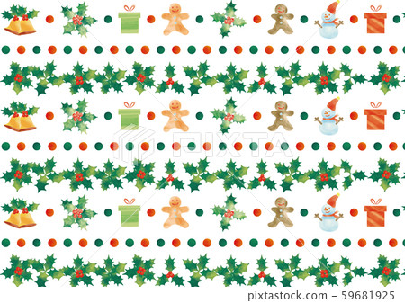 水彩風格聖誕糖果，禮物，薑汁餅乾，雪人，點圖案 59681925