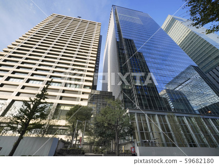 大手町一號和小所塚等日本東京城市景觀的視圖 大手町一號和小所塚等日本東京城市景觀的視圖 59682180