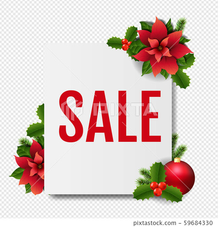 Sale Banner With Red Christmas Poinsettia 59684330