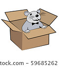 Cartoon rat boss in box. 59685262