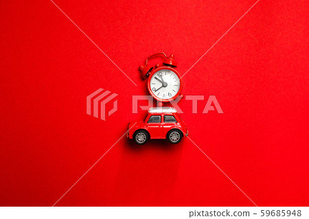 Creative christmas concept of red alarm clock Creative christmas concept of red alarm clock 59685948