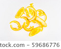Organic freshness Orange fruit slice and peel taste sweet and sour after ate on isolate white background.  59686776