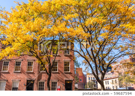 <<New York>> Lower Manhattan Greenwich Village residential area <<New York>> Lower Manhattan Greenwich Village residential area 59687594