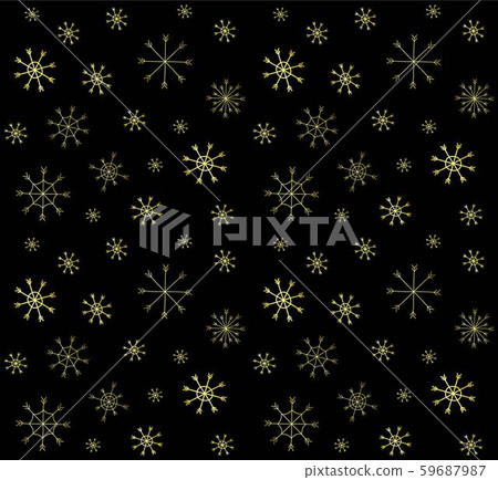 Vector seamless pattern of gold doodle snowflakes - Stock Illustration ...