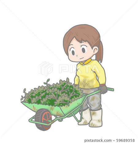 Illustration of a Woman Pushing a Unicycle Illustration of a Woman Pushing a Unicycle 59689358