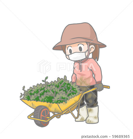 Illustration of a Woman Pushing a Unicycle Illustration of a Woman Pushing a Unicycle 59689365