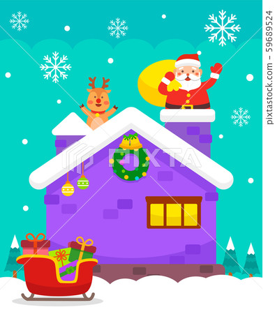 Illustration, christmas, santa, rudolph 59689524