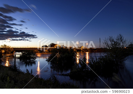 Night view of Sakuragawa Typhoon 19 2019 59690023