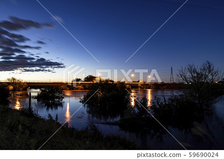 Night view of Sakuragawa Typhoon 19 2019 59690024