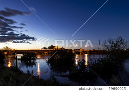 Night view of Sakuragawa Typhoon 19 2019 59690025