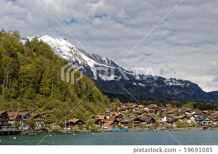 Swiss city of Brienz and Lake Brienz Swiss city of Brienz and Lake Brienz 59691085