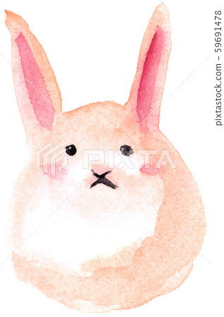 可愛的水彩插圖兔子 插圖素材 圖庫