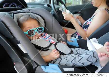 mother and son drive road trip family travel in summer vacation\
day