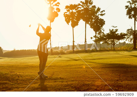 Silhouette Professional Golfer asian man swing  59692909