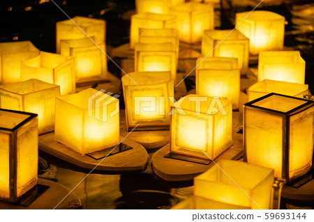 Lantern sink, Toro sink, Rantoukai, Obon, Night view, Fujikawaguchiko Lantern sink, Toro sink, Rantoukai, Obon, Night view, Fujikawaguchiko 59693144