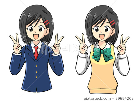High school girl, person, peace sign High school girl, person, peace sign 59694202