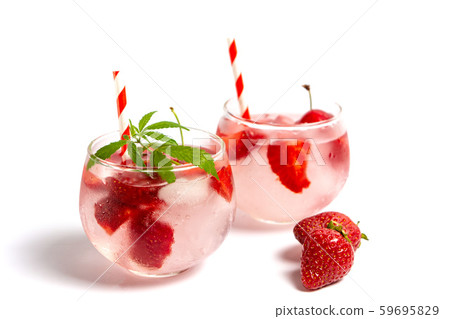 Strawberry juice with marijuana with fruit slices 59695829
