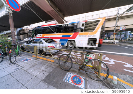 Tokyo cityscape in Japan Bicycle and motorcycle prohibited areas = Setagaya-ku, Tokyo, Ikejiri-ohashi Station area 59695940
