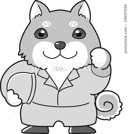 Shiba Inu character work uniform, helmet, on-site fist pose, black and white, cute Japanese dog Shiba Inu character work uniform, helmet, on-site fist pose, black and white, cute Japanese dog 59697098