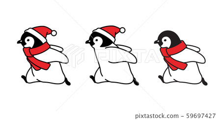 penguin vector Christmas Santa Claus hat icon logo running cartoon character illustration symbol graphic doodle design 59697427