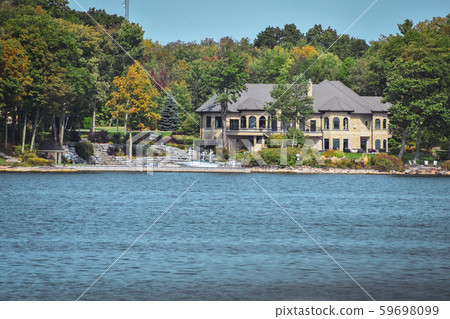 Autumn landscape in the 1000 islands. Houses, 59698099