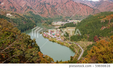 Landscape of Tadami Line in Fukushima, Japan Landscape of Tadami Line in Fukushima, Japan 59698616