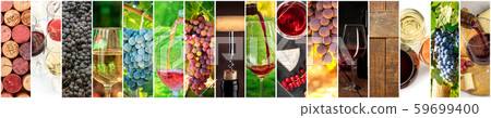 Wine Collage. A panorama of many photos of wine 59699400