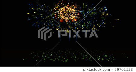 Congratulatory background with bright colourful fireworks and copy space. Colourful fireworks on black background Congratulatory background with bright colourful fireworks and copy space. Colourful fireworks on black background 59701138