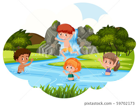 Children playing in river Children playing in river 59702173