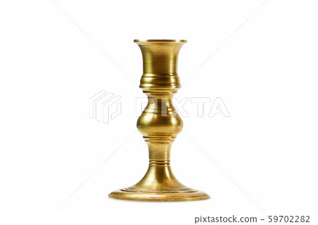 Old ancient vintage grunge brass candlestick isolated on white background with clipping path 59702282