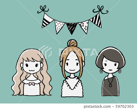 Various Types Of Girls Curly Hair Bun Hair Stock
