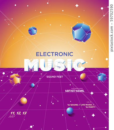 Music Covers for Night Party or Club Party Flyer. Colorful Waves Gradient Background. Template for DJ Poster, Web Banner, Pop-Up. Geometric template vector design.  59702590