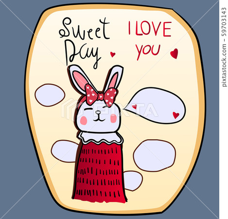 Rabbit greeting card Draw cartoon rabbit Greeting card Valentine day Illustration vector On art comic style Rabbit greeting card Draw cartoon rabbit Greeting card Valentine day Illustration vector On art comic style 59703143