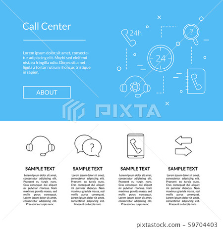 Vector line call support center icons template illustration 59704403