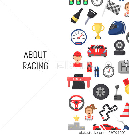 Vector flat car racing icons background with...-插圖素材 [59704601] - PIXTA圖庫