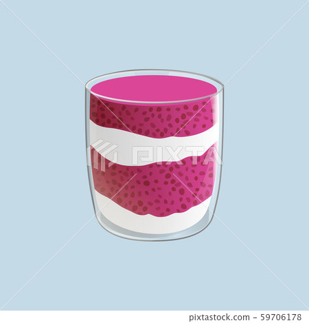 Chia seed pudding. Healthy vegan snack in glass. Vector illstration isolated on blue background. 59706178