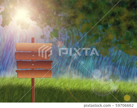 Abstract waterfall and wood sign 59706662