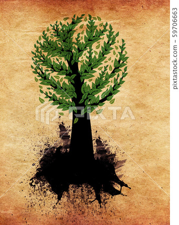 Abstract tree with green leaves - Stock Illustration [59706663] - PIXTA