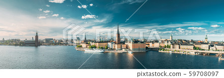 Stockholm, Sweden. Scenic View Of Stockholm Skyline At Summer Evening. Famous Popular Destination Stockholm, Sweden. Scenic View Of Stockholm Skyline At Summer Evening. Famous Popular Destination 59708097
